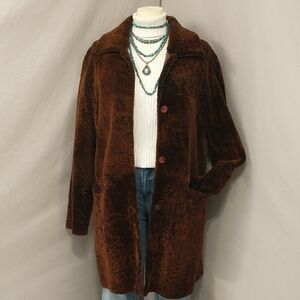 Classy Argentina Made Shearling Coat Mid Length Chestnut Fur Outer Leather Inner